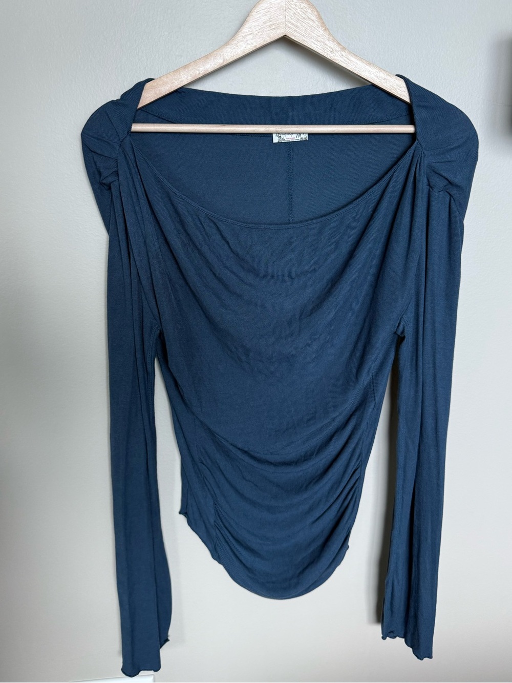 Free People Draped Long-Sleeve Top in Deep Teal